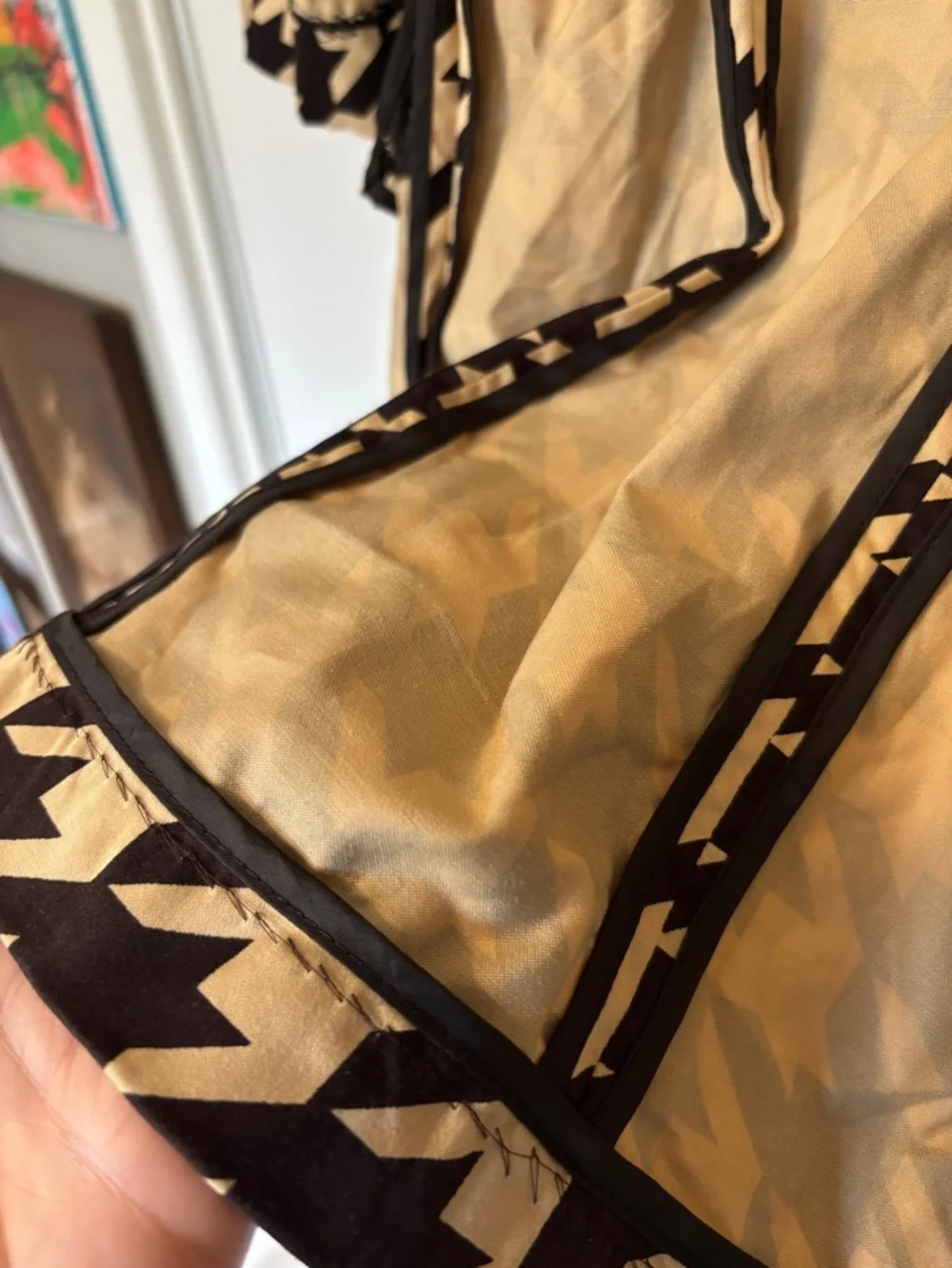 Brown Houndstooth Trench Size XS French Timeless Romantic Quiet Luxury Feminine - Picture 14 of 15